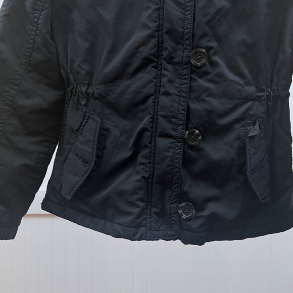 American Eagle Black Hooded Jacket Women's Medium Button Front Winter Coat - Picture 5 of 7